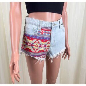 Women's Cello Jeans Tribal Accent High Rise Denim Jeans Shorts Size Small